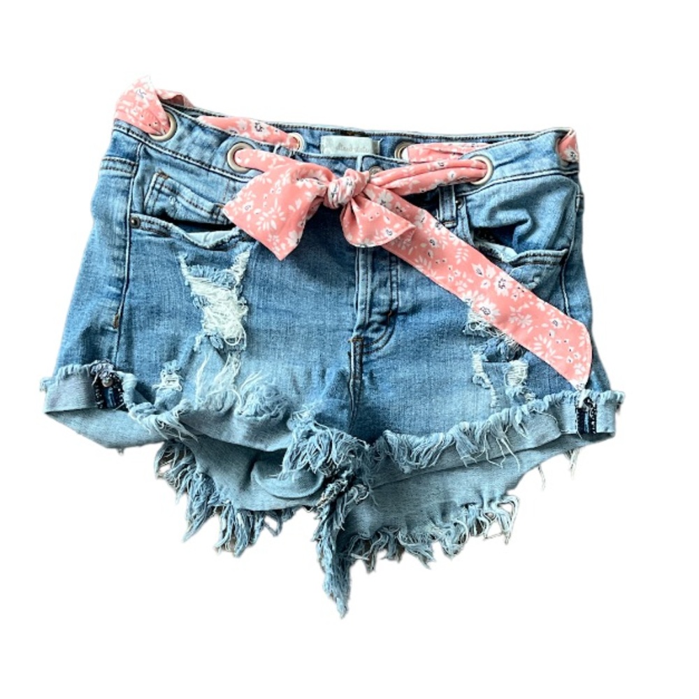 jean shorts with bow